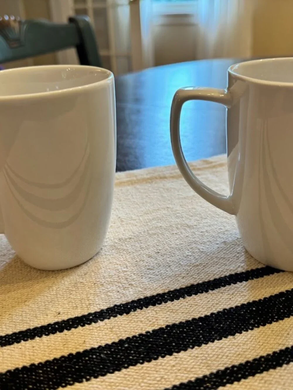 SET OF 2 Corelle Coordinates Porcelain SOLID WHITE Mugs Cups (Square Top)